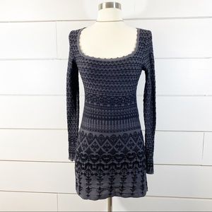 Peruvian Connection Gray Long Sleeve Dress